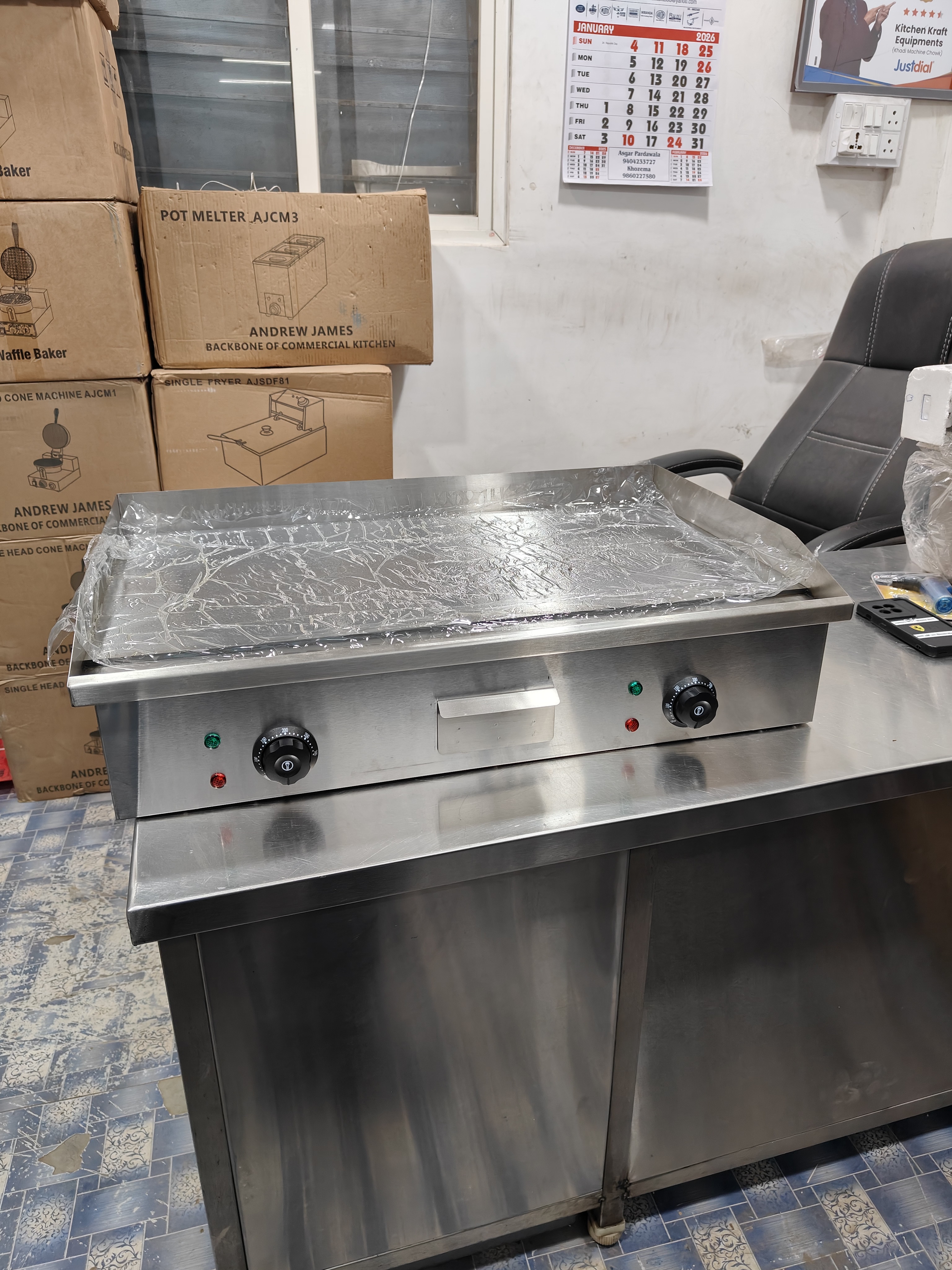 Big Electric Griddle Plate Tawa Half Grooved Half Plain